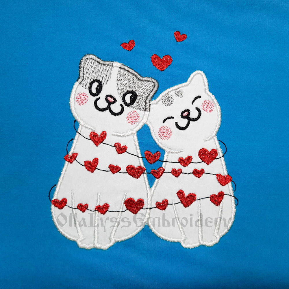 OLE-099Cats In Love Applique