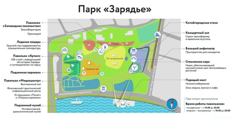 Схема парка Зарядье Схема парка Зарядье