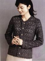 Жакет крючком коричневый 1-1