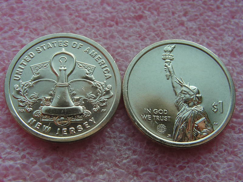 США 2019 год. 1 доллар №4 «Лампочка Эдисона (Нью Джерси)»