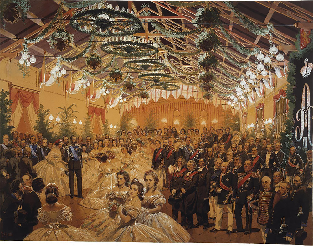 2«Бал в честь Александра II, устроенный в Гельсингфорсе в сентябре 1863 года на территории железнодорожного вокзала», Михали Зичи, 1864.