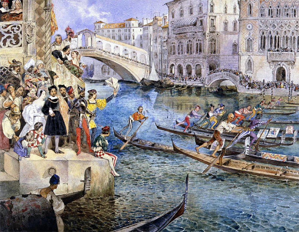 10«Гонка на гондолах, Венеция», Григорий Гагарин, 1830-е годы.