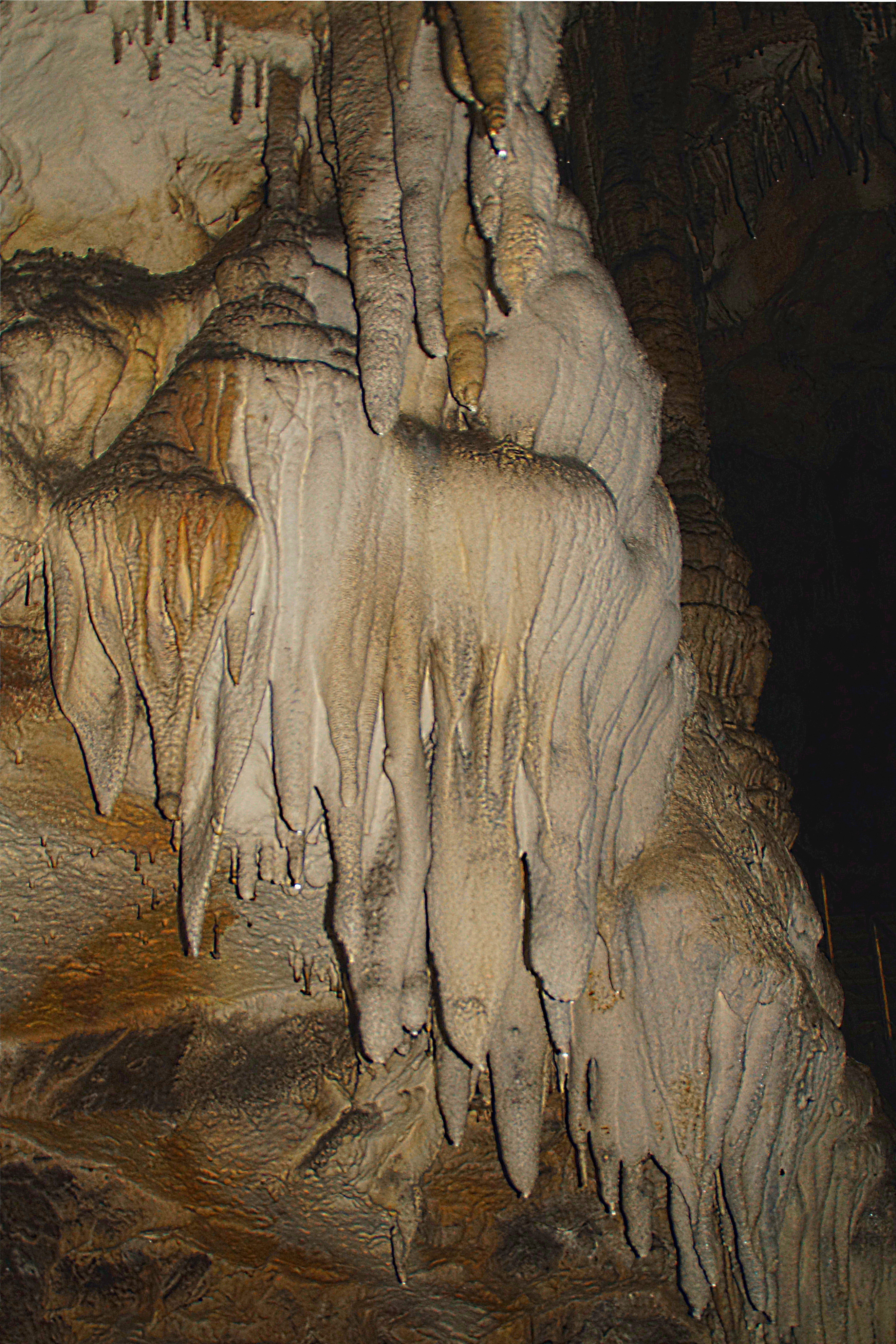 Сростки сталактитов и сталагмитов в Азишской пещере. Фото Морошкина В.В.