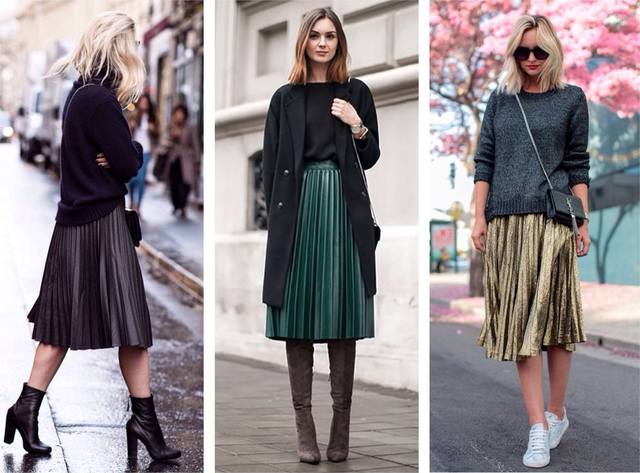 С чем носить плиссированную юбку зимой: 6 актуальных вариантов