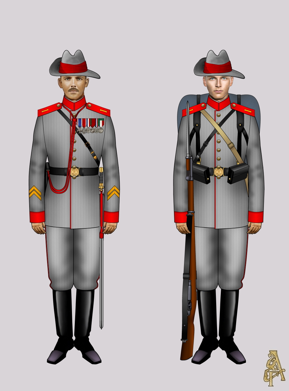 Походная форма 1-го пехотного батальона обр.1894 года (Рис. 3, 4)