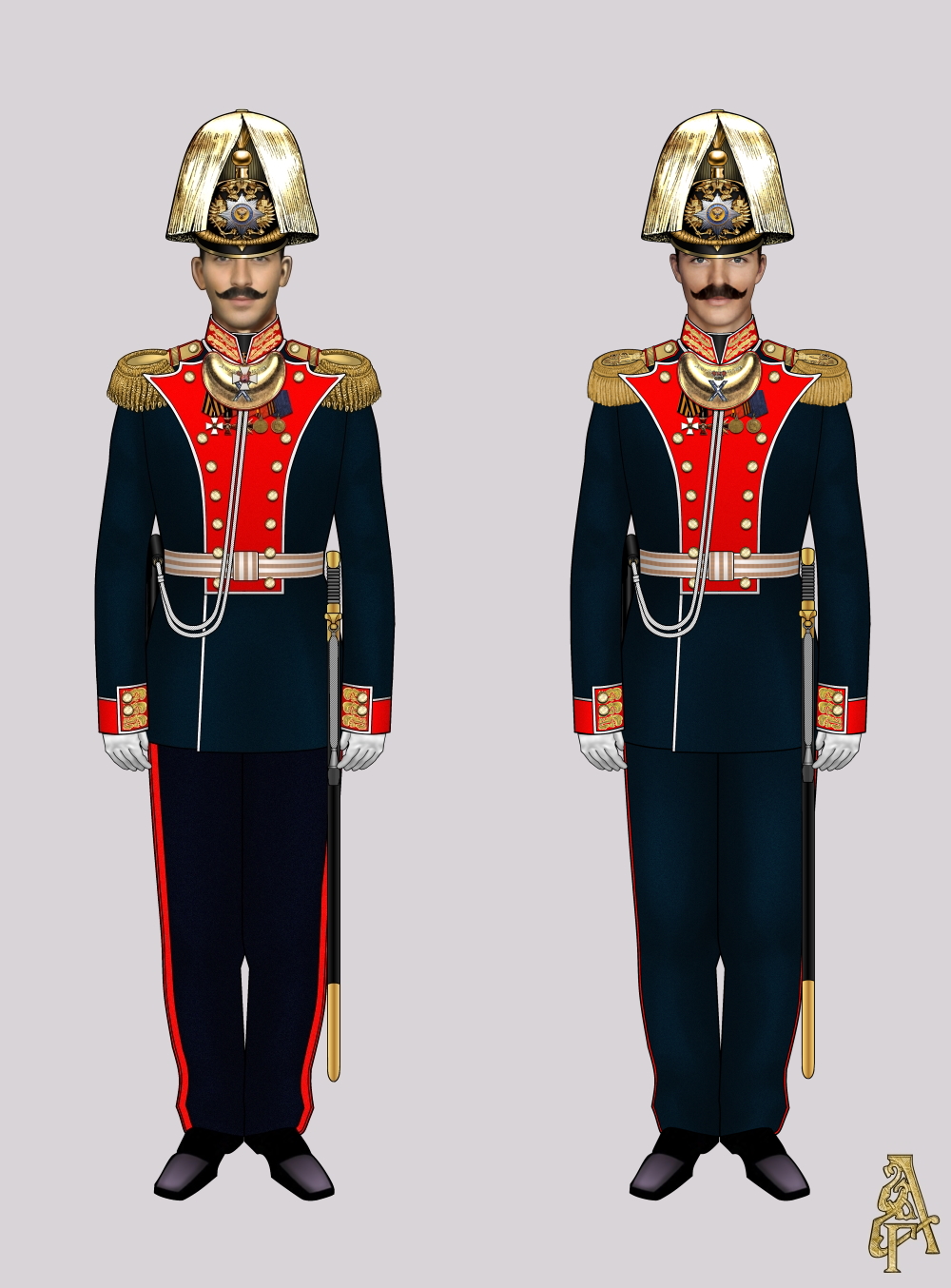 Парадная форма Лейб-Гвардии Преображенского полка (рис. 1, 2)