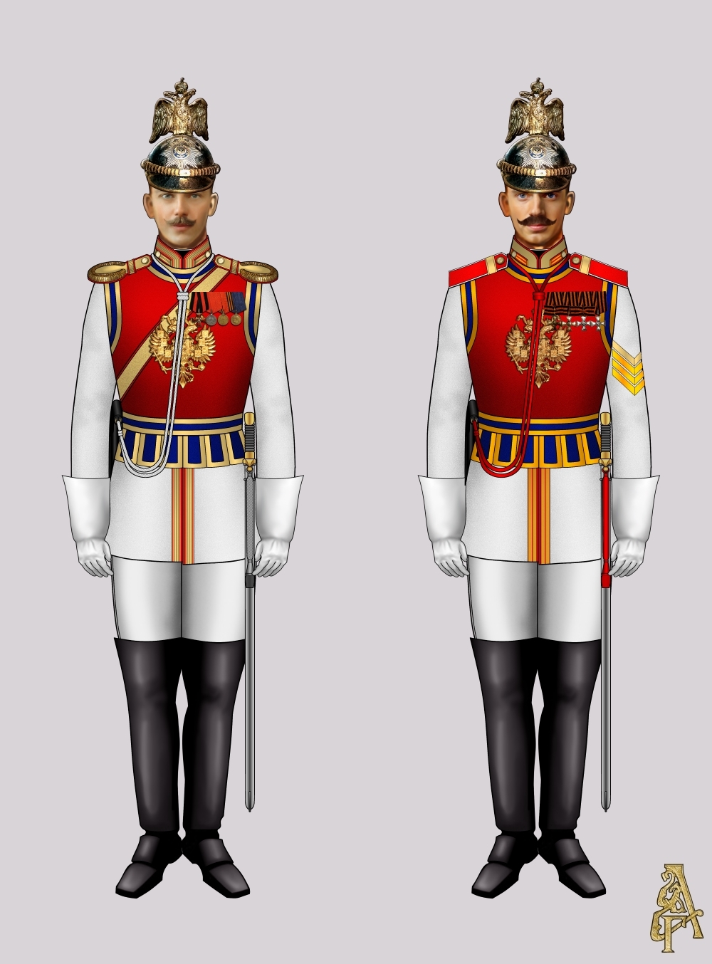 Придворная форма Лейб-гвардии Конного полка (Рис. 3, 4)