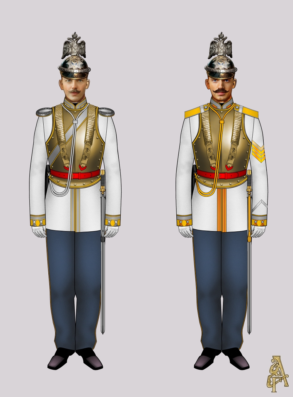 Парадная форма Лейб-гвардии Кирасирского Его ИВ полка (Рис. 3, 4)