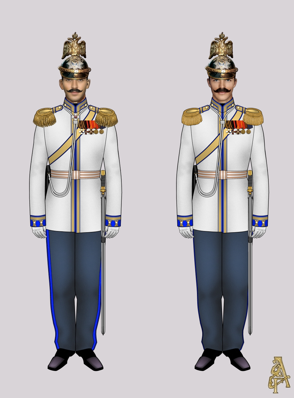 Парадная форма Лейб-гвардии Кирасирского Ее ИВ полка (Рис. 1, 2)