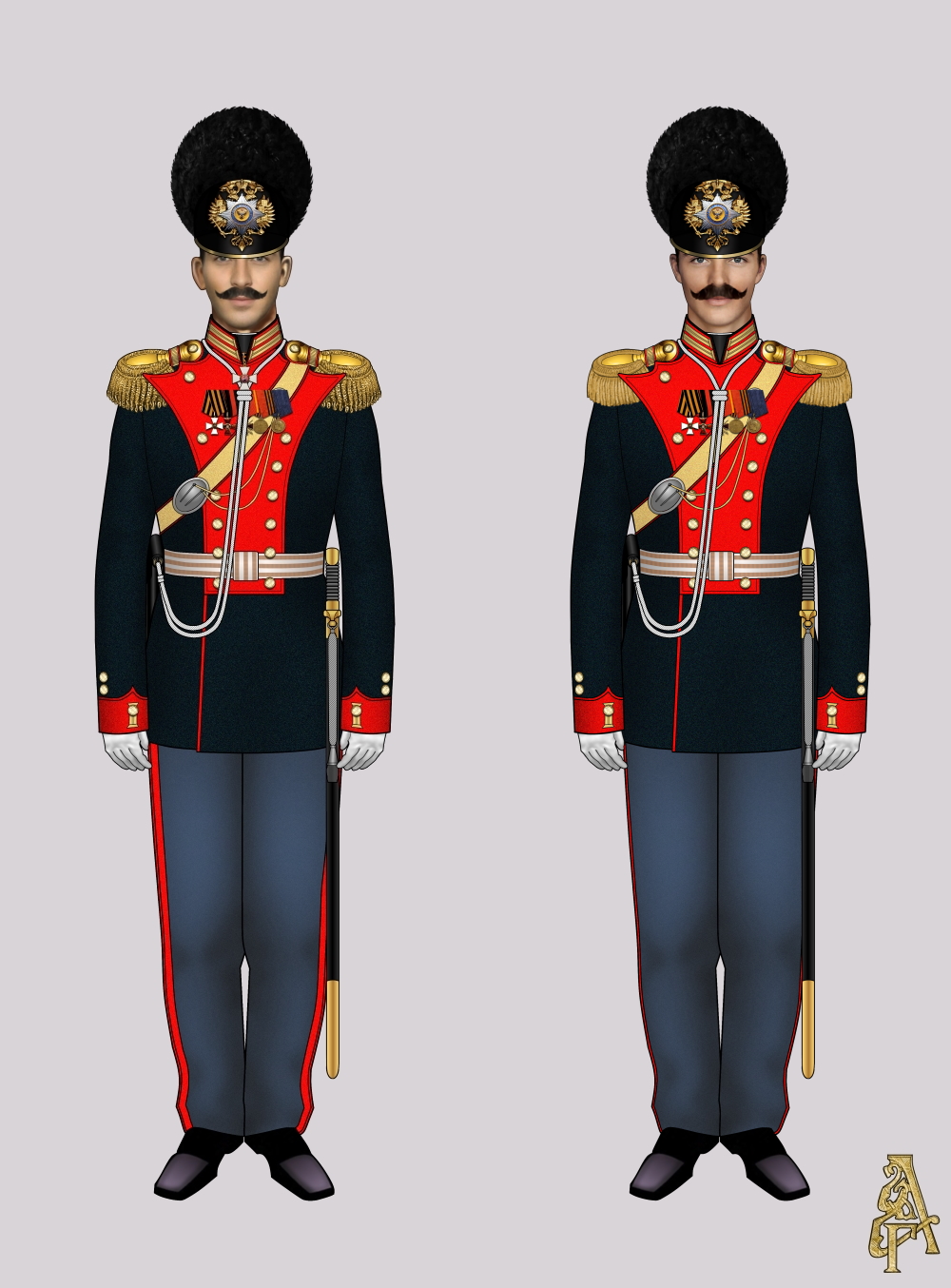 Парадная форма Лейб-Гвардии Конно-гренадерского полка (рис. 1, 2)