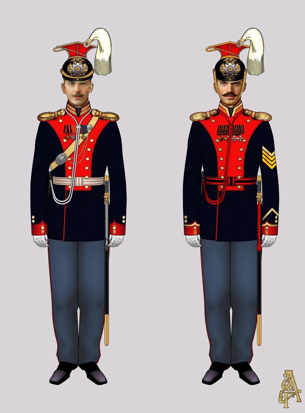 Парадная форма Лейб-гвардии Уланского Ее ИВ полка в парадной форме (рис. 3, 4)