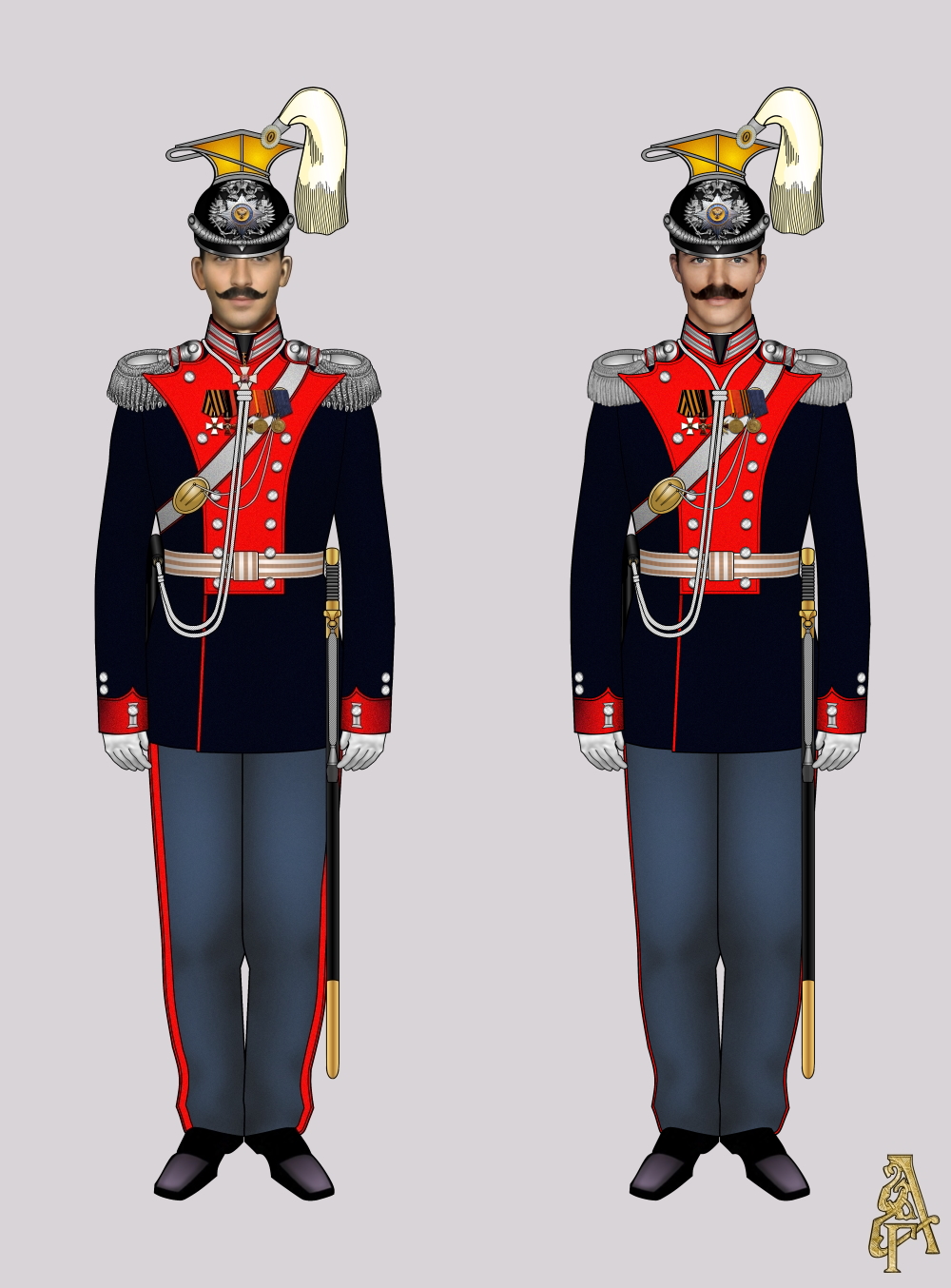 Парадная форма Лейб-гвардии Уланского Его ИВ полка в парадной форме (рис. 1, 2)