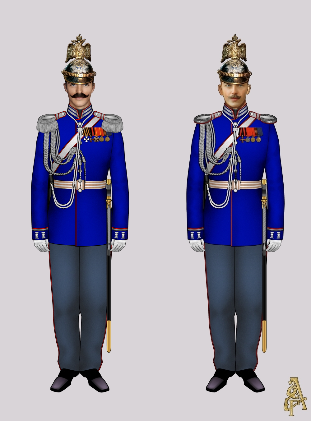 Парадная форма Лейб-Гвардии Жандармского эскадрона (рис. 1, 2)