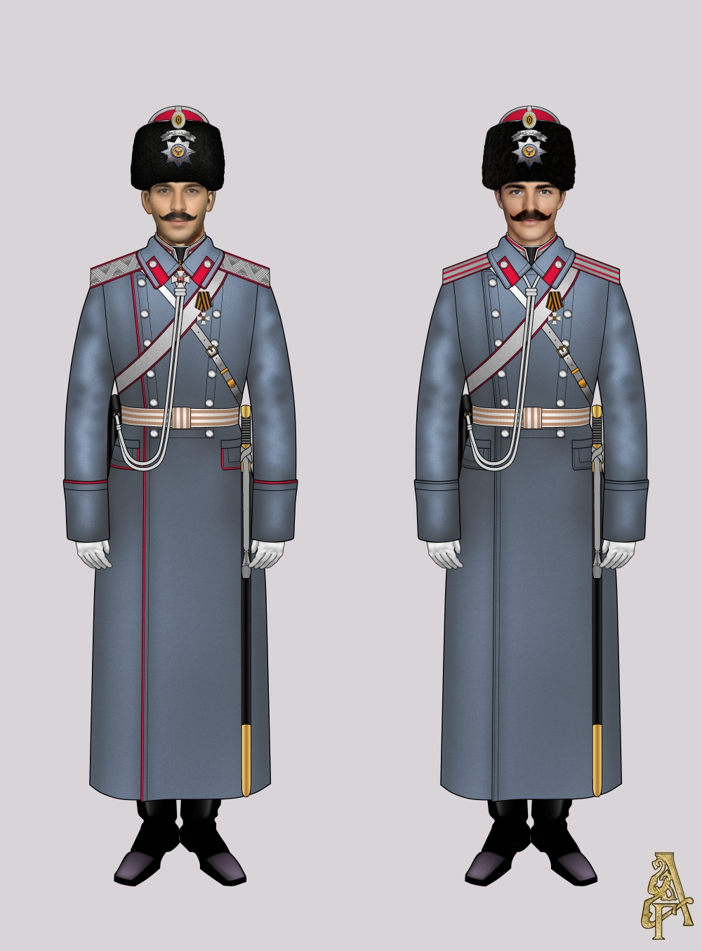 Зимняя парадная форма Лейб-гвардии Уральского казачьего полка (рис. 1, 2)