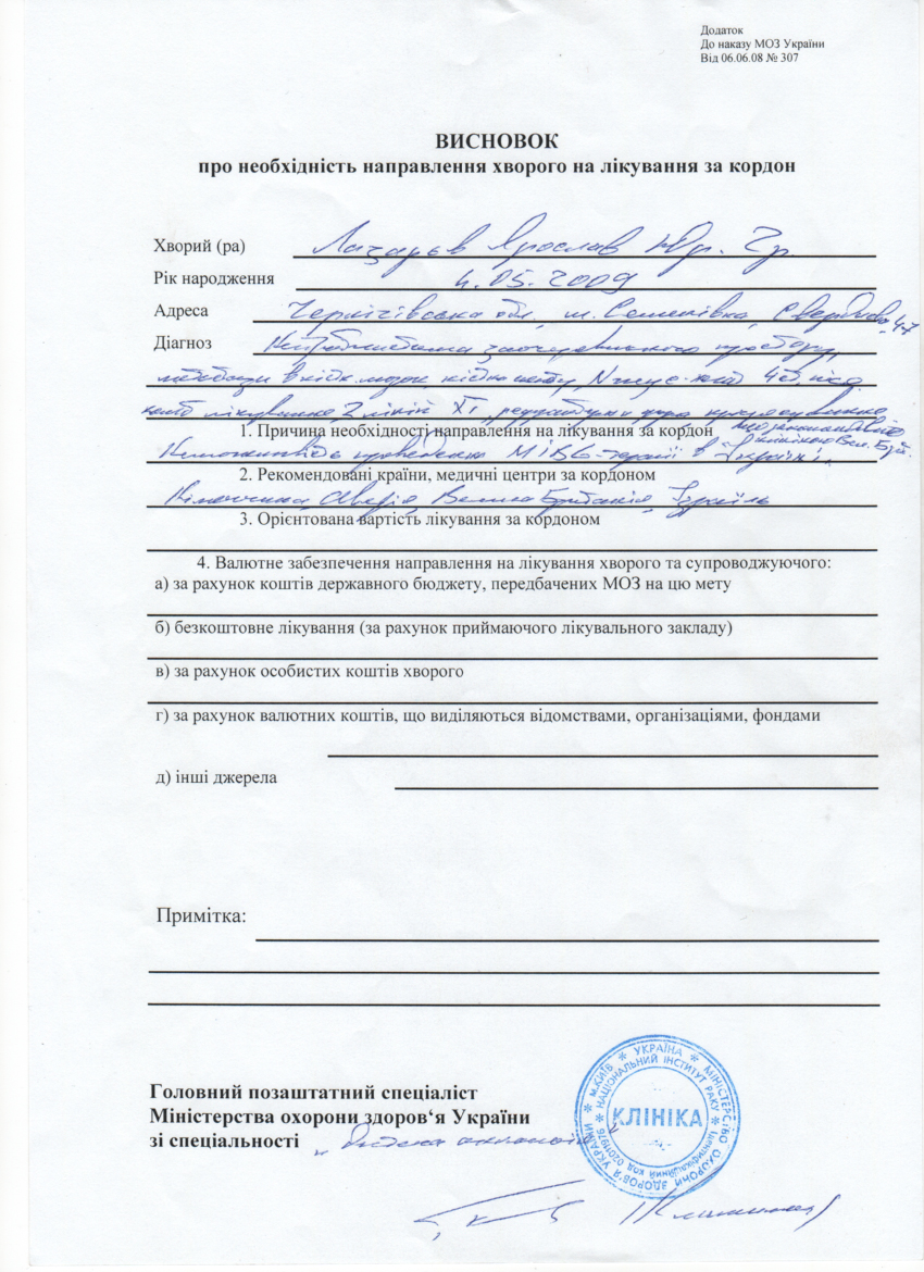 Висновок про л кування