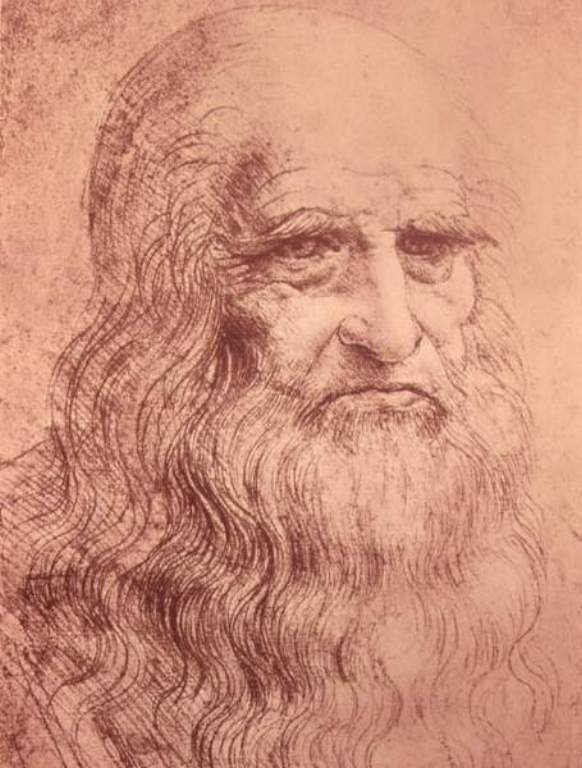 Dessin - Self Portrait in Old Age, Leonardo da Vinci,1512