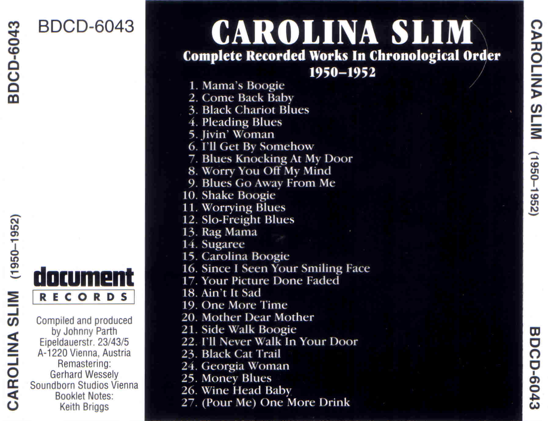 Carolina Slim - (1950-1952) - Back