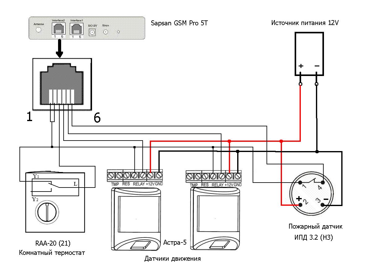 Схема подключения охранного датчика движения