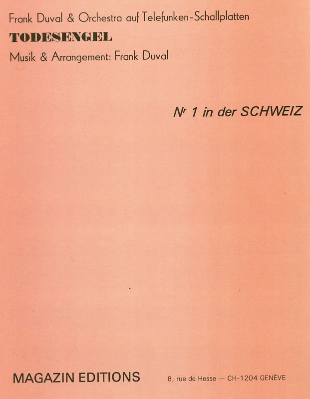 Frank Duval - Death Angel - 1979 - Piano Solo Sheet Music