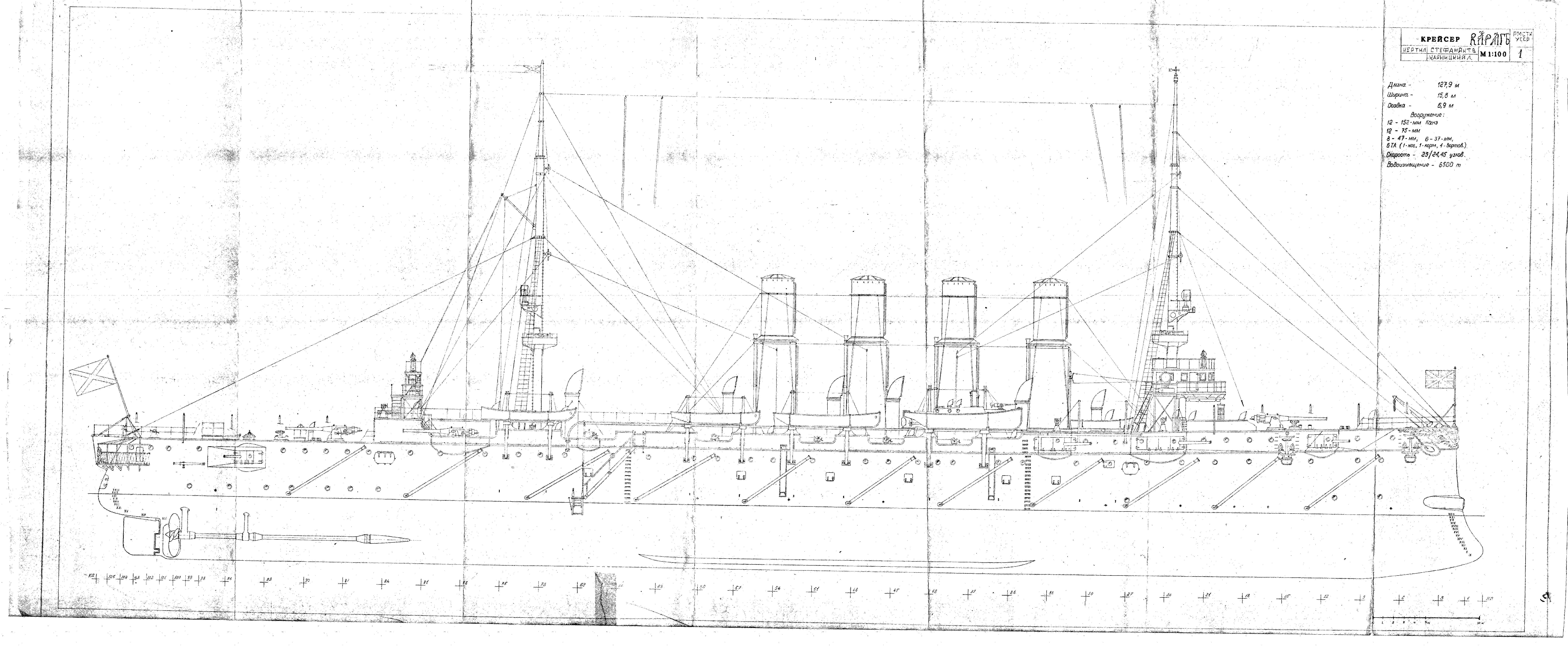 Чертеж крейсера варяг