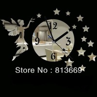 3D diy mirror wall clocks fairy with stars vintage bedroom wall art decor unique items children s room art clocks 001.jpg 200x200[1]