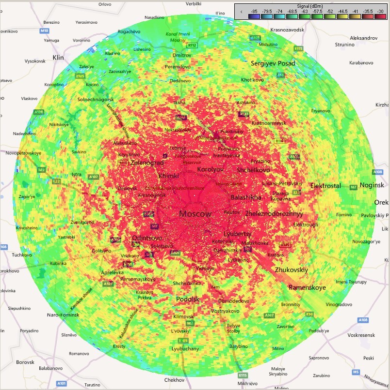 Карта покрытия телевизионного сигнала московская область