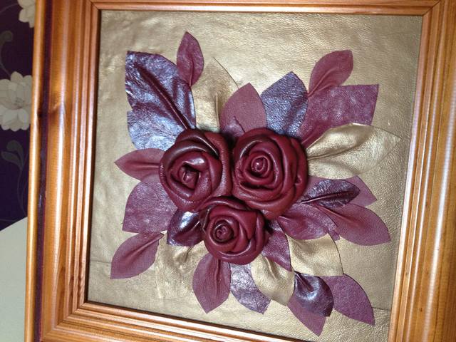 dark red leather rose picture 5