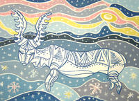 Северное сияние. гуашь, 30х42 см