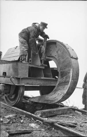 German troops use a Schwellenpflug to destroy rail tracks while withdrawing from Soviet territory, 1944 3