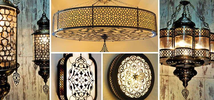 Турецкие светильники в хамам в разных вариантах