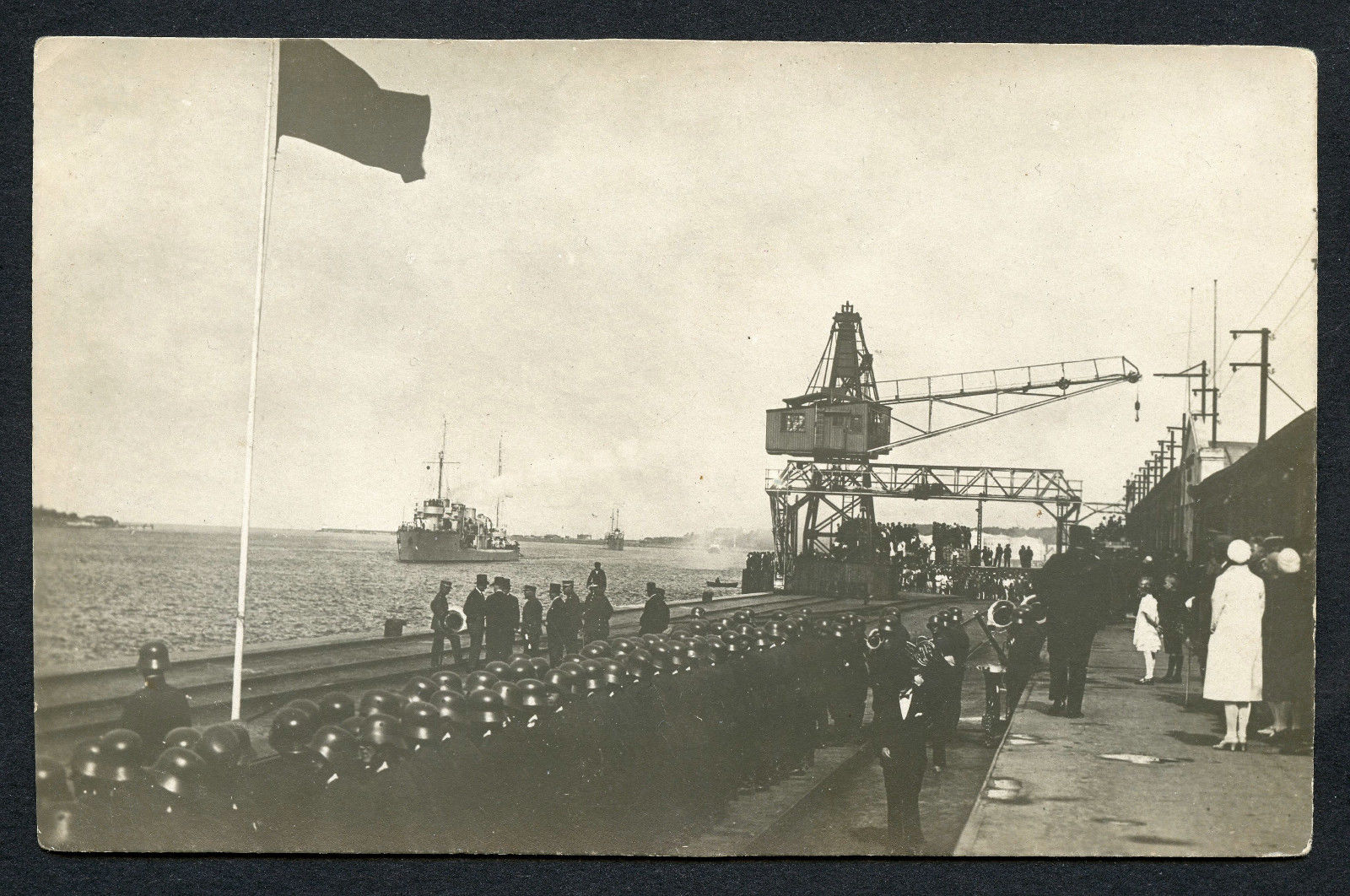 Real-Photo-Postcard-Visit-Soviet-Ships-Lithuania-Memel