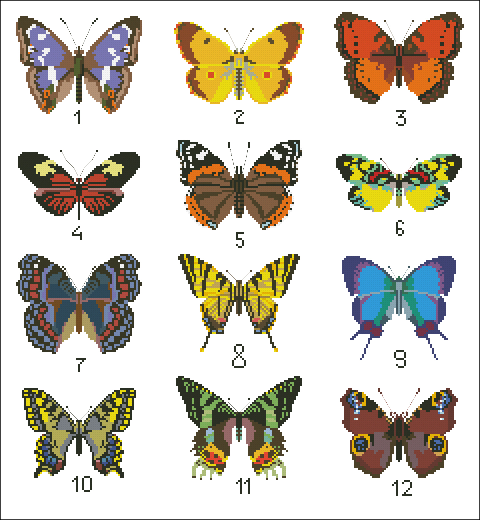 Вышивка крестом коллекция бабочек