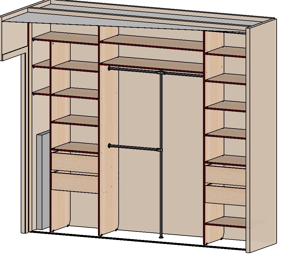 нарисовать встроенный шкаф купе самому