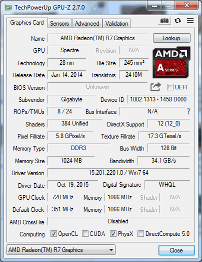 Radeon R7 (Spectre APU)