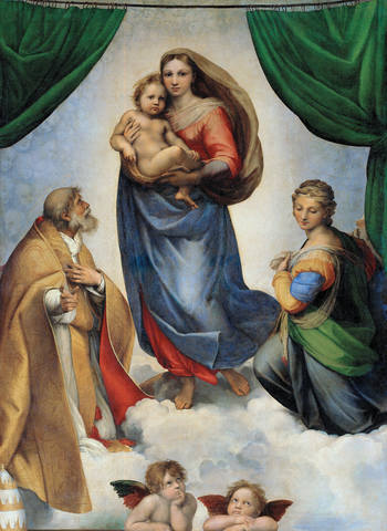 RAFAEL - Madonna Sixtina (Gemäldegalerie Alter Meister, Dresden, 1513-14. Óleo sobre lienzo, 265 x 196 cm)FXD