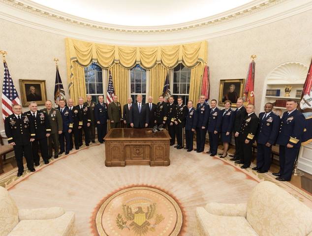 TRUMP PARADES HIS GENERALS IN THE OVAL OFFICE