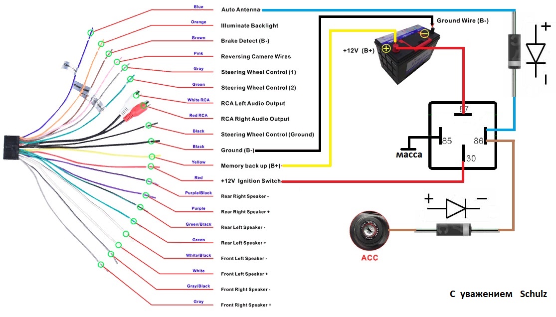 Правильное подключение автомагнитолы схема
