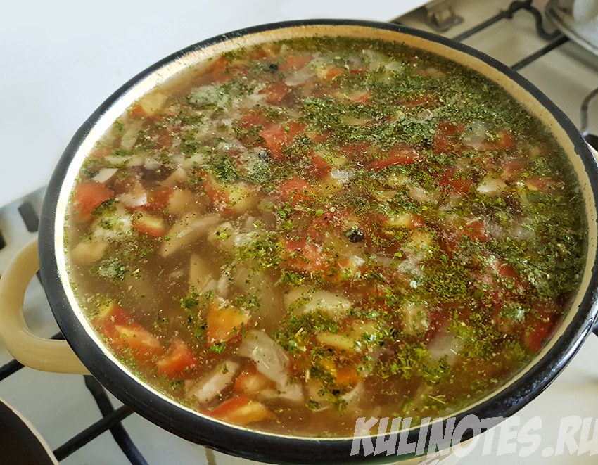готовый овощной суп с шампиньонами
