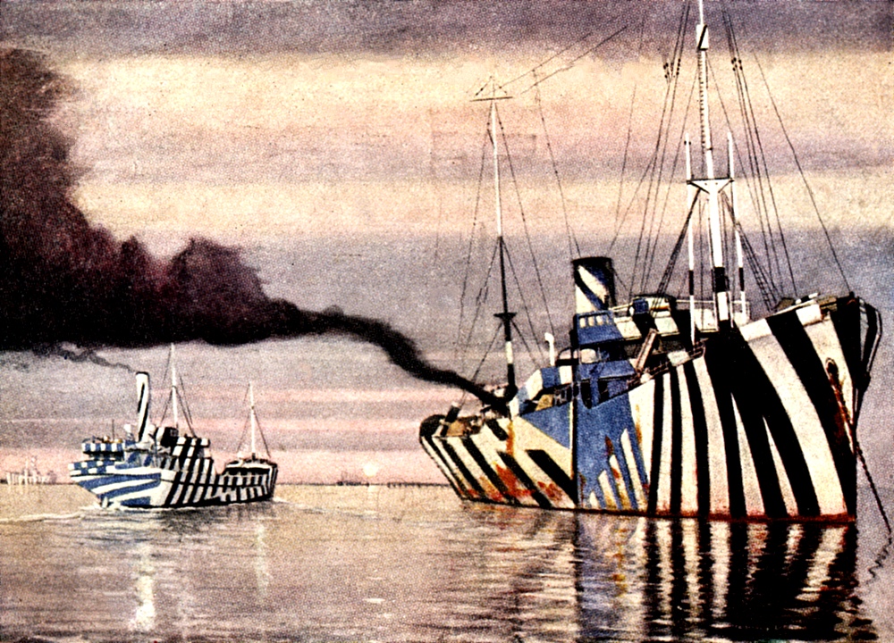 USS Leviathan escorted by USS Allen by Burnell Poole 1918