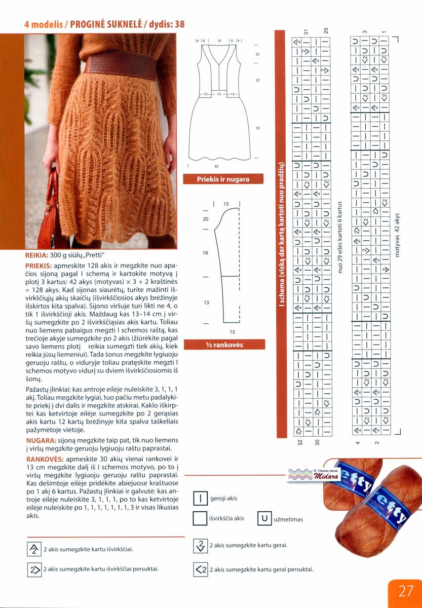 Вязаное платье женское спицами с описанием и схемами