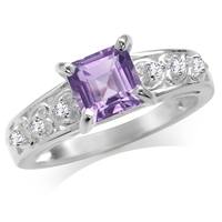 1.07ct. Natural Amethyst & White Topaz 925 Sterling Silver Engagement Ring RN0077331