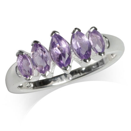 1.08ct. 5-Stone Natural Amethyst 925 Sterling Silver Ring RN0090374