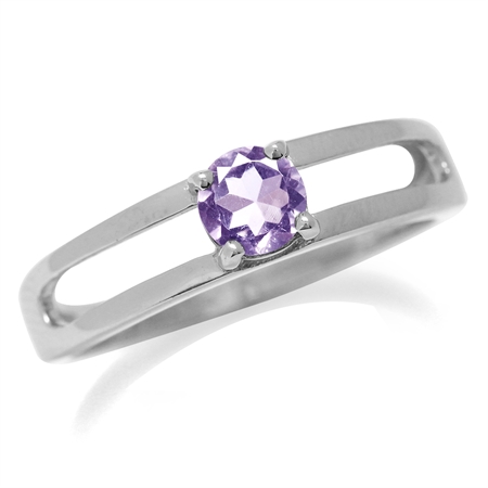 Natural Amethyst 925 Sterling Silver Modern Solitaire Ring RN0091045