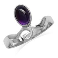 Cabochon Amethyst White Gold Plated 925 Sterling Silver Swirl Casual Ring RN0093858