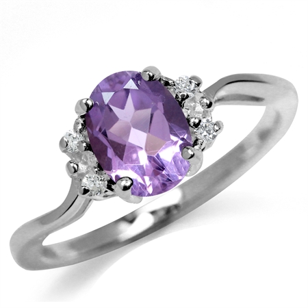 1.16ct. Natural Amethyst White Gold Plated 925 Sterling Silver Engagement Ring RN0094299