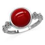Created Red Coral White Gold Plated 925 Sterling Silver Flower Celtic Knot Ring RN0095195