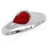 Pear Shape Created Red Coral White Gold Plated 925 Sterling Silver Modern Style Ring RN0095401