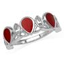 3-Stone Pear Shape Created Red Coral Inlay 925 Sterling Silver Triquetra Celtic Knot Ring RN0095884
