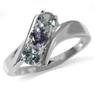 3-Stone Simulated Color Change Alexandrite 925 Sterling Silver Ring RN0089598