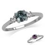 Petite Simulated Color Change Alexandrite & White CZ 925 Sterling Silver Ring RN0089599